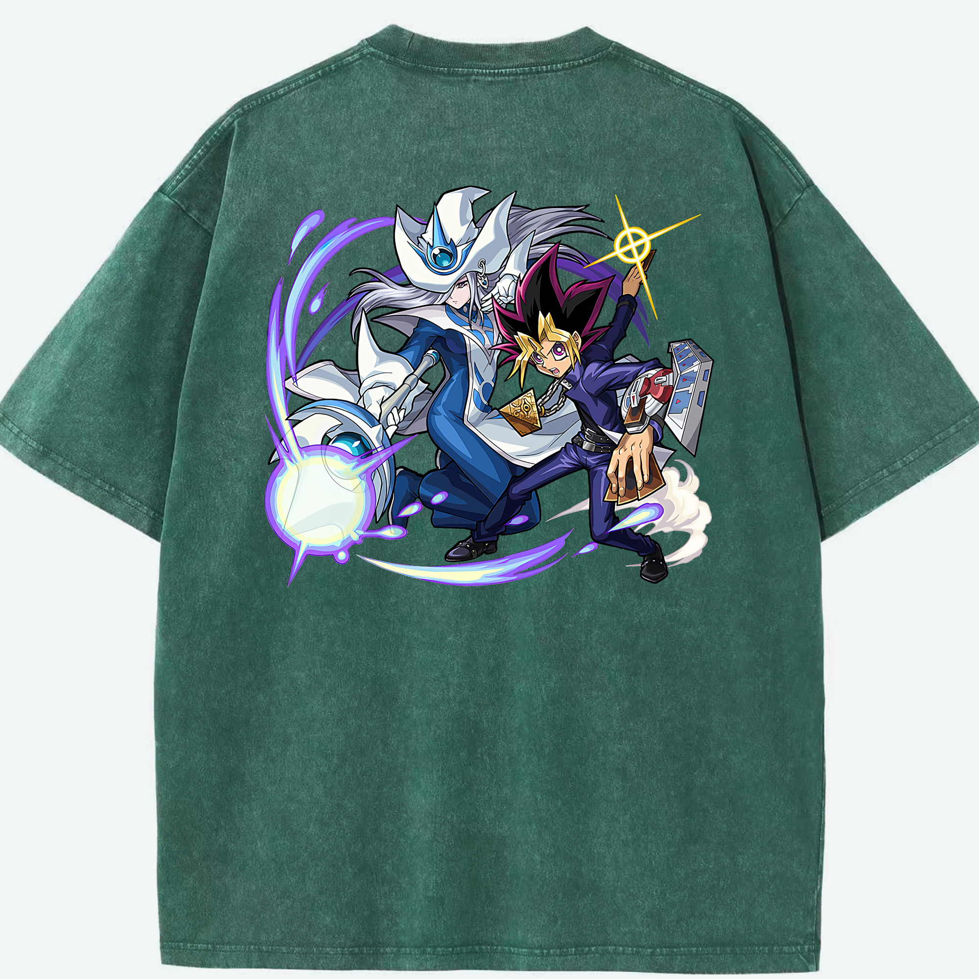 （画像用） 遊☆戯☆王 Yu-Gi-Oh! 綿100% ヴィンテージ風 半袖Tシャツ（背面プリント）